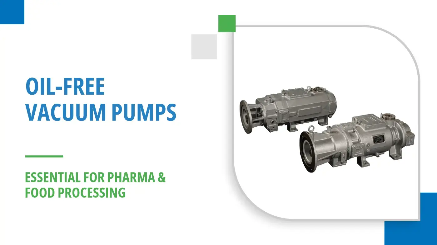 Oil-free vacuum pumps for pharmaceutical and food processing